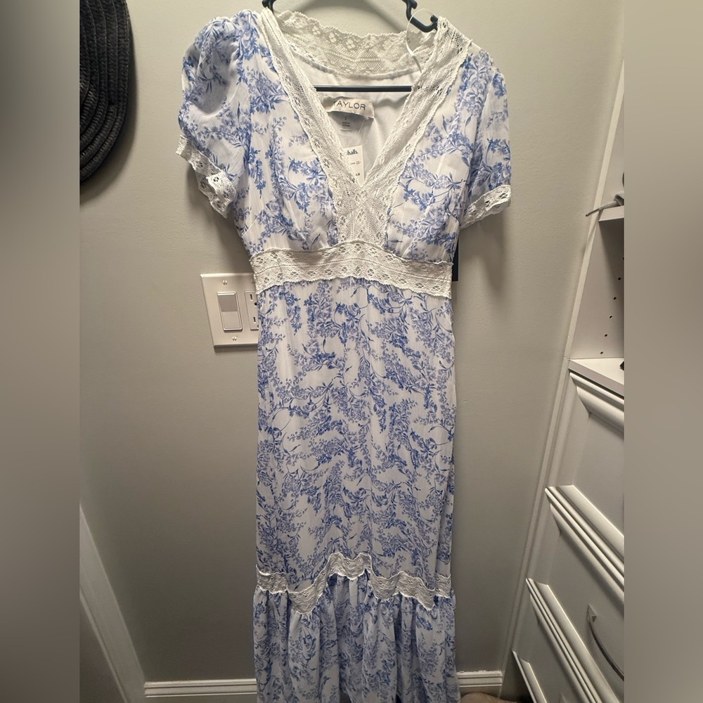 White/blue summer and coastal dress